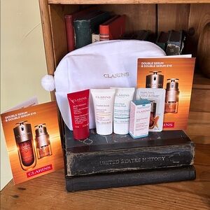 Clarins Skincare Sample Set with White Bag